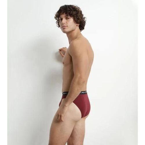 Dim Lot De 2 Slips Homme Bleu Rouge Ceinture Contrastée Dim Coton Stretch