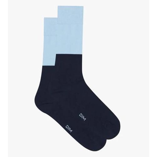 Dim Chaussettes Homme En Coton Effet Colorblock Marine Et Bleu Dim Mode