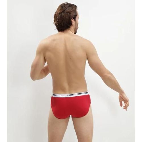 Dim Lot De 2 Slips Rouge Bleu Denim Ceinture Contrastée Classic Colors