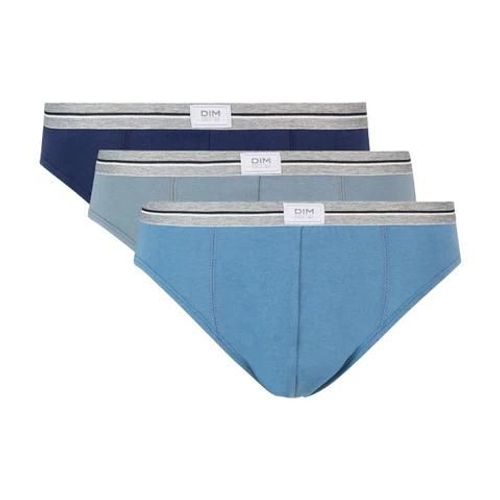 Dim Lot De 3 Slips Bleu Denim Gris En Coton Stretch Résistant Ultra Resist
