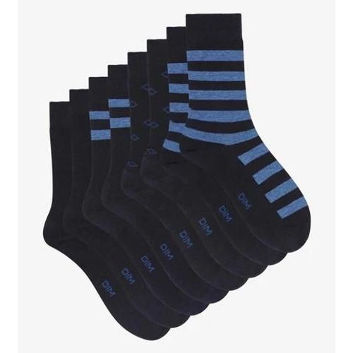 Dim Lot De 4 Paires De Chaussettes Homme En Coton Rayé Marine Ecodim Style