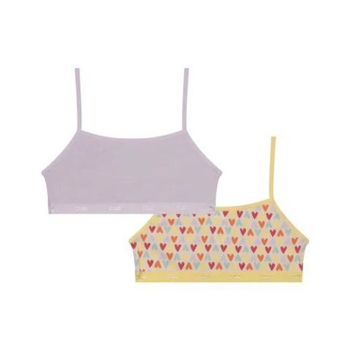 Dim Lot De 2 Brassières Fille Coton Stretch Lila À Motif Coeur Les Pockets