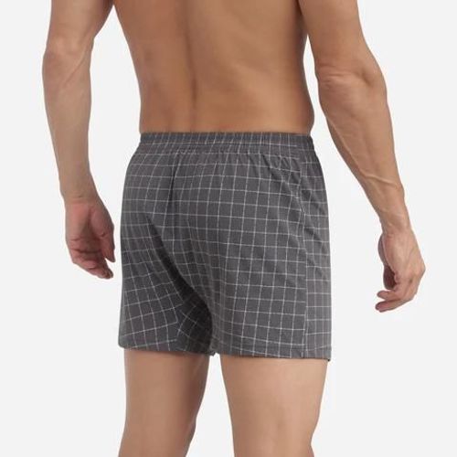 Dim Caleçon Homme Anthracite À Carreaux Dim Coton
