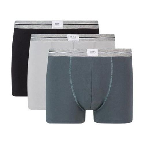Dim Lot De 3 Boxers Gris Acier Noir Coton Stretch Résistant Ultra Resist