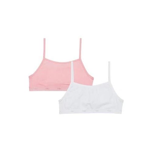 Dim Lot De 2 Brassières Filles Coton Stretch Rose Blanc Les Pockets Ecodim