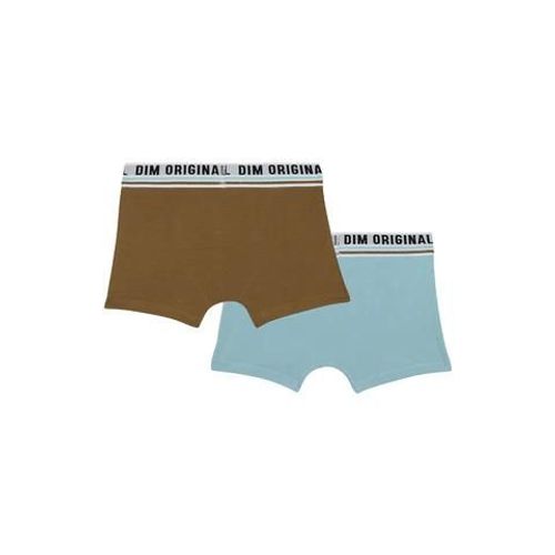 Dim Lot De 2 Boxers Coton Stretch Bleu Marron Ceinture Rétro Dim Originals
