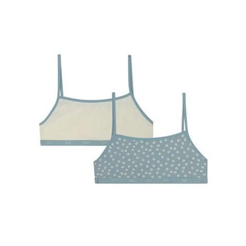 Dim Lot De 2 Brassières Filles En Coton À Motifs Fleurs Crème Les Pockets