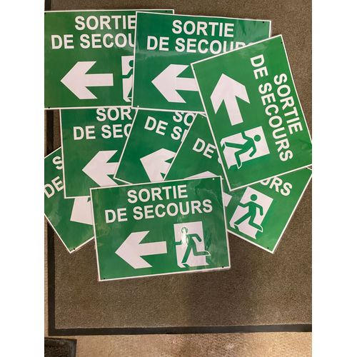 8 panneaux Sortie de secours + flèche vers la gauche