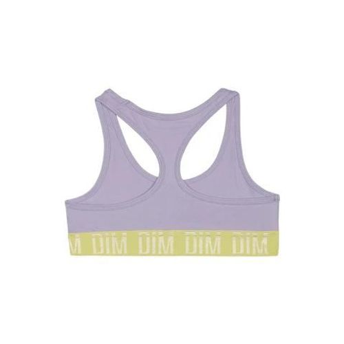 Dim Brassière Fille Coton Stretch Lila Et Bande De Maintien Anis Dim Sport