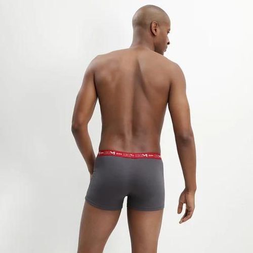 Dim Lot De 3 Boxers Gris, Rouge Chili Et Noir Coton Stretch
