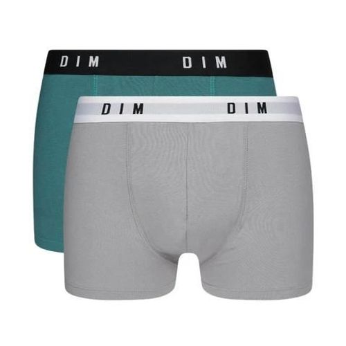 Dim Lot De 2 Boxers Homme Coton Stretch Acier Vert Émeraude Dim Originals