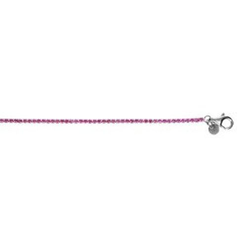 Bracelet Argent Rhodié Riviere Oxydes Rouges Sertis Diamètre 2.5mm 16+3cm