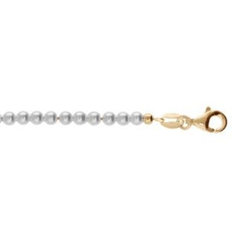 Bracelet Argent Et Dorure Jaune Perles 3mm Blanche Imitation 15.5+3cm