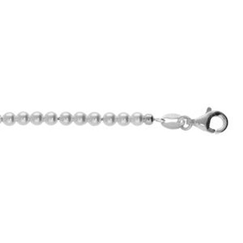 Bracelet Argent Rhodié Perles 3mm Blanche Imitation 15.5+3cm
