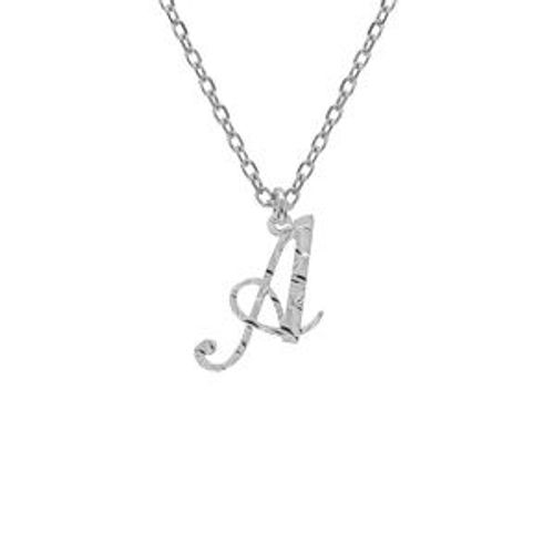 Collier Argent Rhodié Pendentif Lettre Anglaise A Diamanté 40+4cm