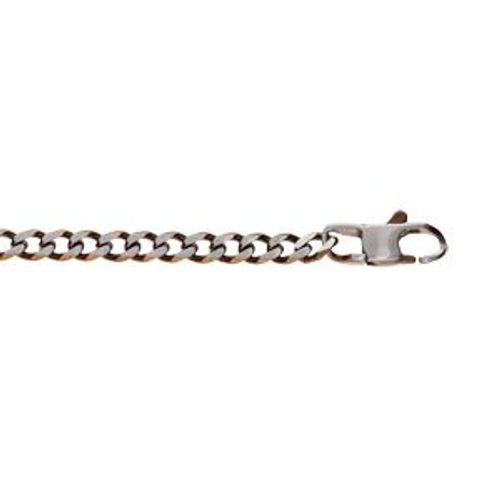 Bracelet Acier Maille Gourmette 4mm Pvd Brossé Aspet Patiné Chanfrin Marron 19cm