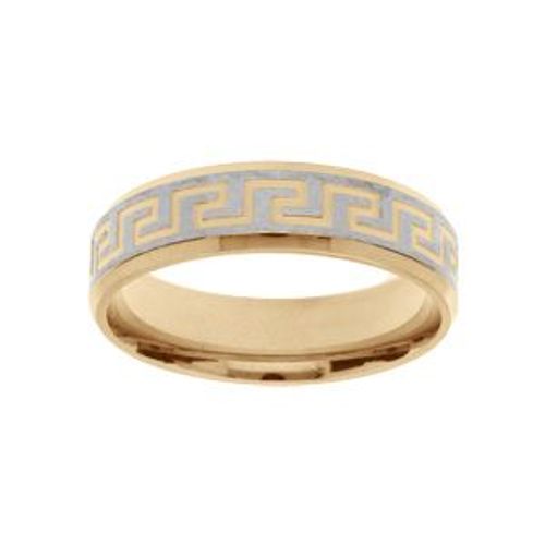 Bague Acier Et Pvd Jaune Motif Grecque 6mm