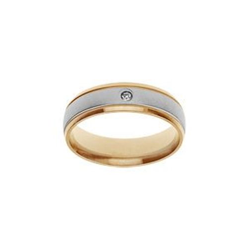 Bague Acier Et Pvd Jaune Avec 1 Oxyde 6mm