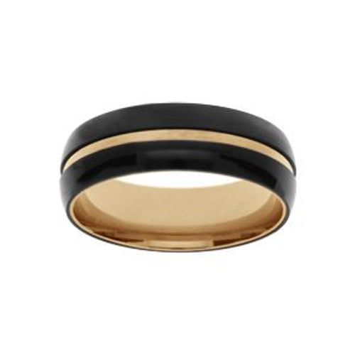 Bague Acier Et Pvd Noir Et Jaune 7mm
