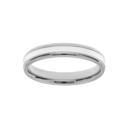 Bague Acier Et Résine Blanche 4mm