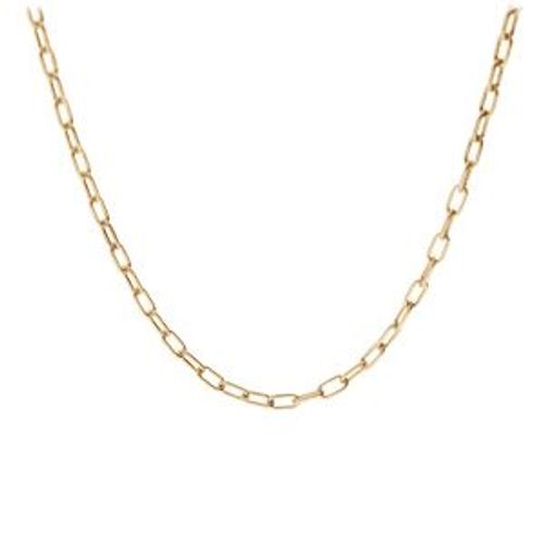 Collier Argent Et Dorure Jaune Maille Rectangulaire 40+5cm