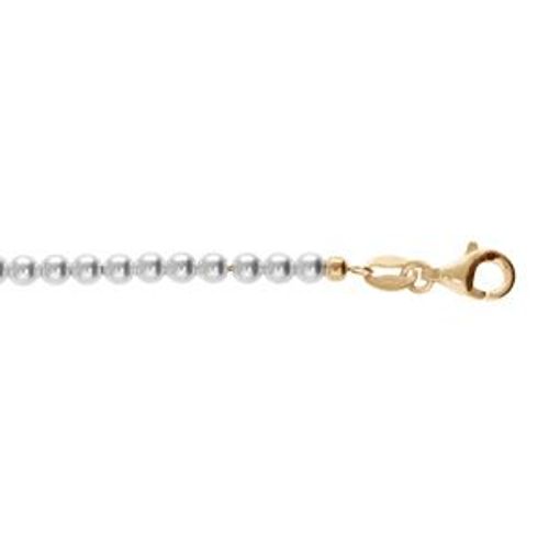 Chaîne Cheville Argent Et Dorure Jaune Perles 3mm Blanche Imitation 23+3cm