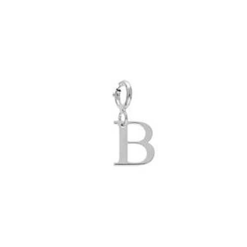Pendentif Charms Argent Rhodié Initiale B Avec Anneau Ressort