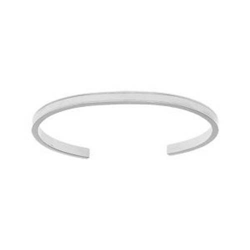 Bracelet Acier Rigide 4mm Ouvert 58mm Résine Blanche