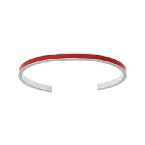 Bracelet Acier Rigide 4mm Ouvert 58mm Résine Rouge