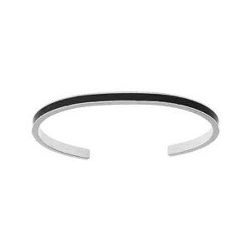 Bracelet Acier Rigide 4mm Ouvert 58mm Résine Noire