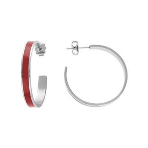 Créoles Acier 30mm Résine Rouge