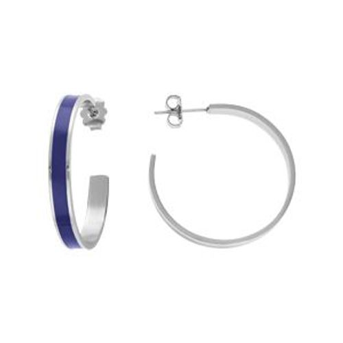 Créoles Acier 30mm Résine Bleu