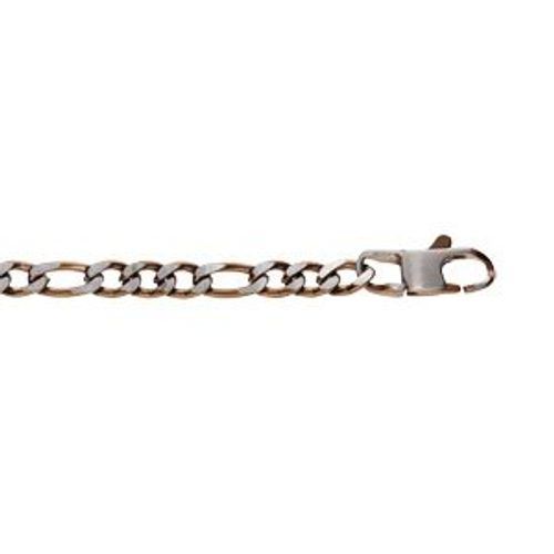 Bracelet Acier 1+3 4mm Pvd Brossé Aspect Patiné Chanfrin Marron 19cm