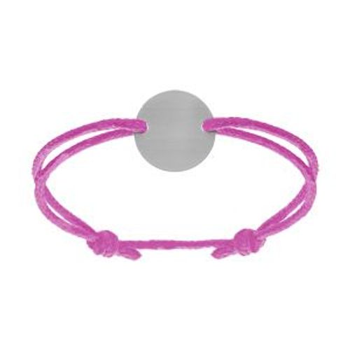 Bracelet Cordon Rose Réglable Rondelle Acier