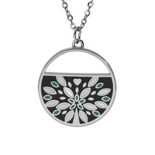 Collier Acier Rond Résine Et Nacre 45+5cm
