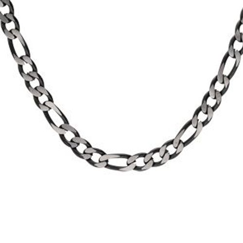 Collier Acier 1+3 4mm Pvd Brossé Aspect Patiné Chanfrin Noir 50cm
