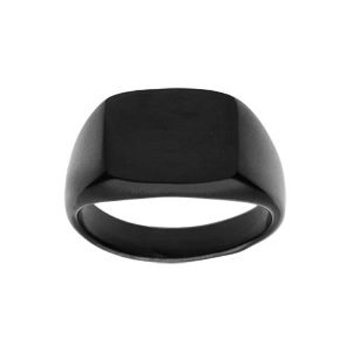 Chevalière Acier Pvd Noir Plateau Rectangulaire 15 X 11mm