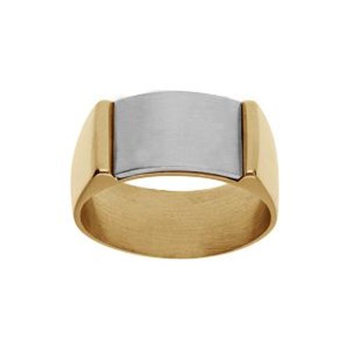 Chevalière Acier Et Pvd Jaune Plateau Incurvé Acier 14 X 9mm À Graver