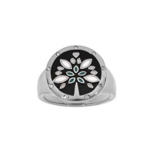 Bague Acier Ronde Résine Et Nacre