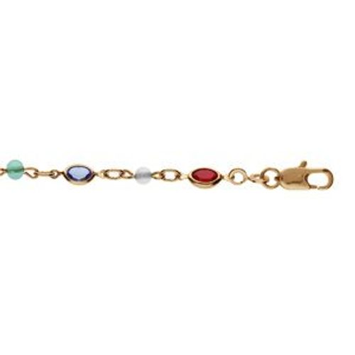 Bracelet Plaqué Or Tutti Frutti Navettes Et Perles Multicouleurs 16+3cm