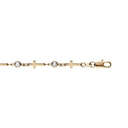 Bracelet Plaqué Or Croix Et Oxydes Blancs 16+3cm
