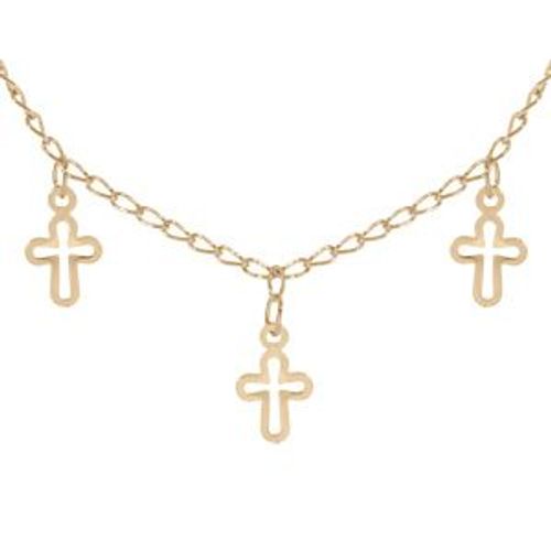 Collier Plaqué Or Pampilles Croix 40+5cm