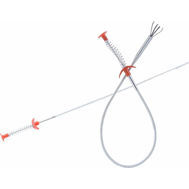 Nettoyage de tuyaux, outil de nettoyage des griffes, 60 cm, 2 pcs, nettoyeur de tuyaux à ressort, extracteur de drain, outil d'excavateur d'égout, pour évier de cuisine, salle de bain, baignoire,