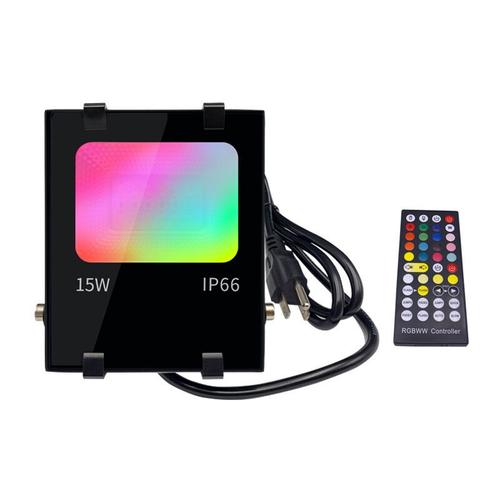 Rgbw Projecteur Led Exterieur 15w Contrôlé Par Smartphone, Intelligente Rgb Spot Led De Couleur, Ip66 Etanche, 20 Modes 16 Millions Couleurs,Puissant Led Projecteur Multicolore(1pcs) Carivent