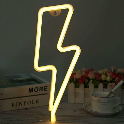 Enseigne Lumineuse Au Néon Éclair Neon Light Led Sign En Forme De Lumière Décoration Murale Pour Anniversaire Décoration De Fête Mariage Éclairage De Noël Salle De Séjour (Blanc Chaud)