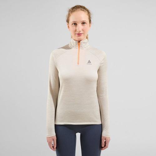 Odlo Pull À Manches Longues Et Col Zippé Run Easy Pour Femme, M, Gris Clair - M