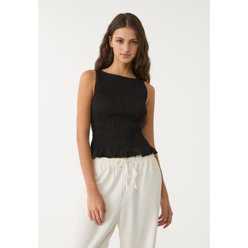 Stradivarius Top Froncé À Volants Noir Xs