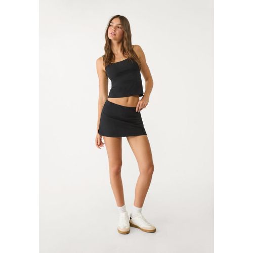 Stradivarius Top Basique Col Carré Noir M