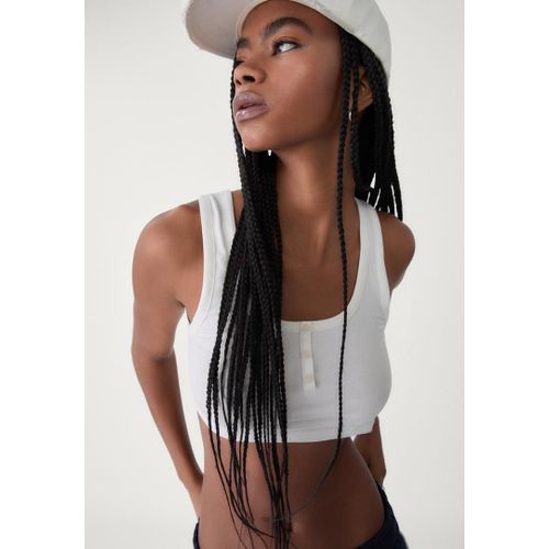 Stradivarius Top Bralette Boutons Blanc L