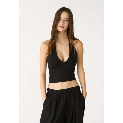 Stradivarius Top Encolure Américaine Col En V Noir Xs